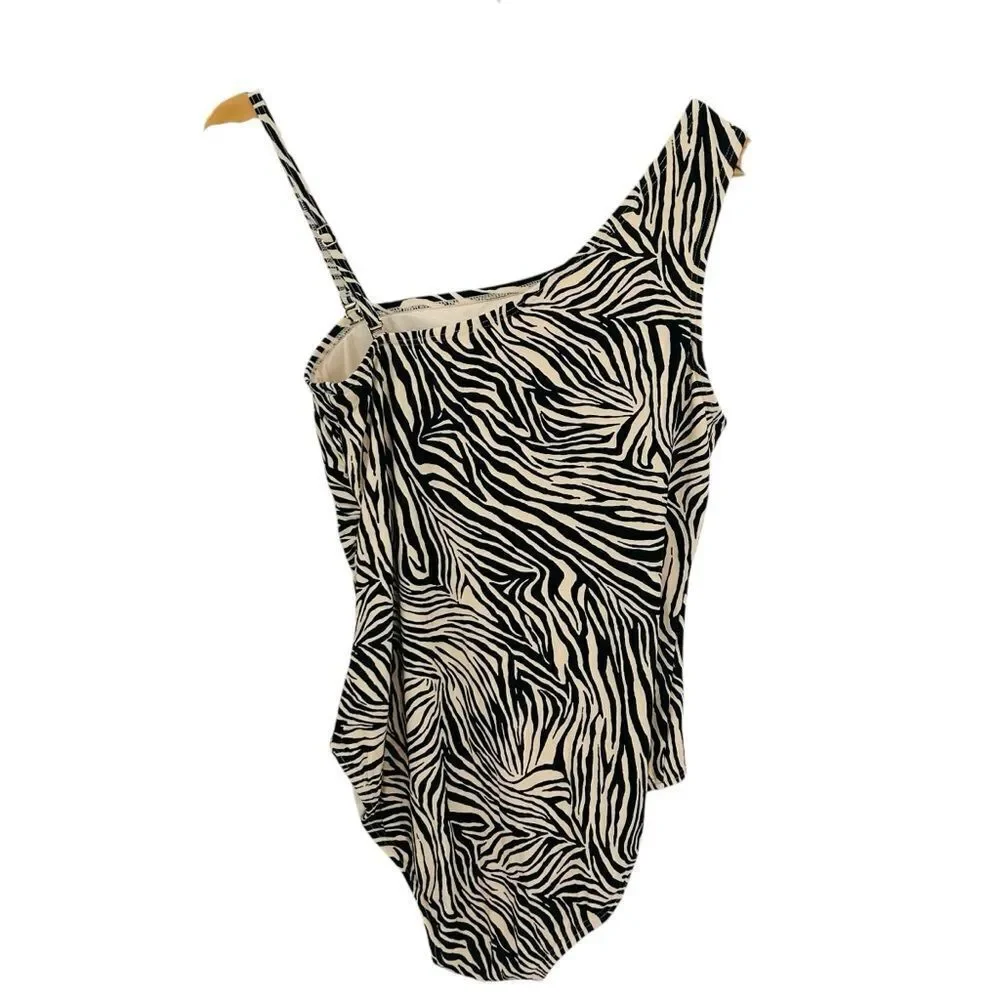 Michael Kors cream and black animal print one piece swimsuit size 14